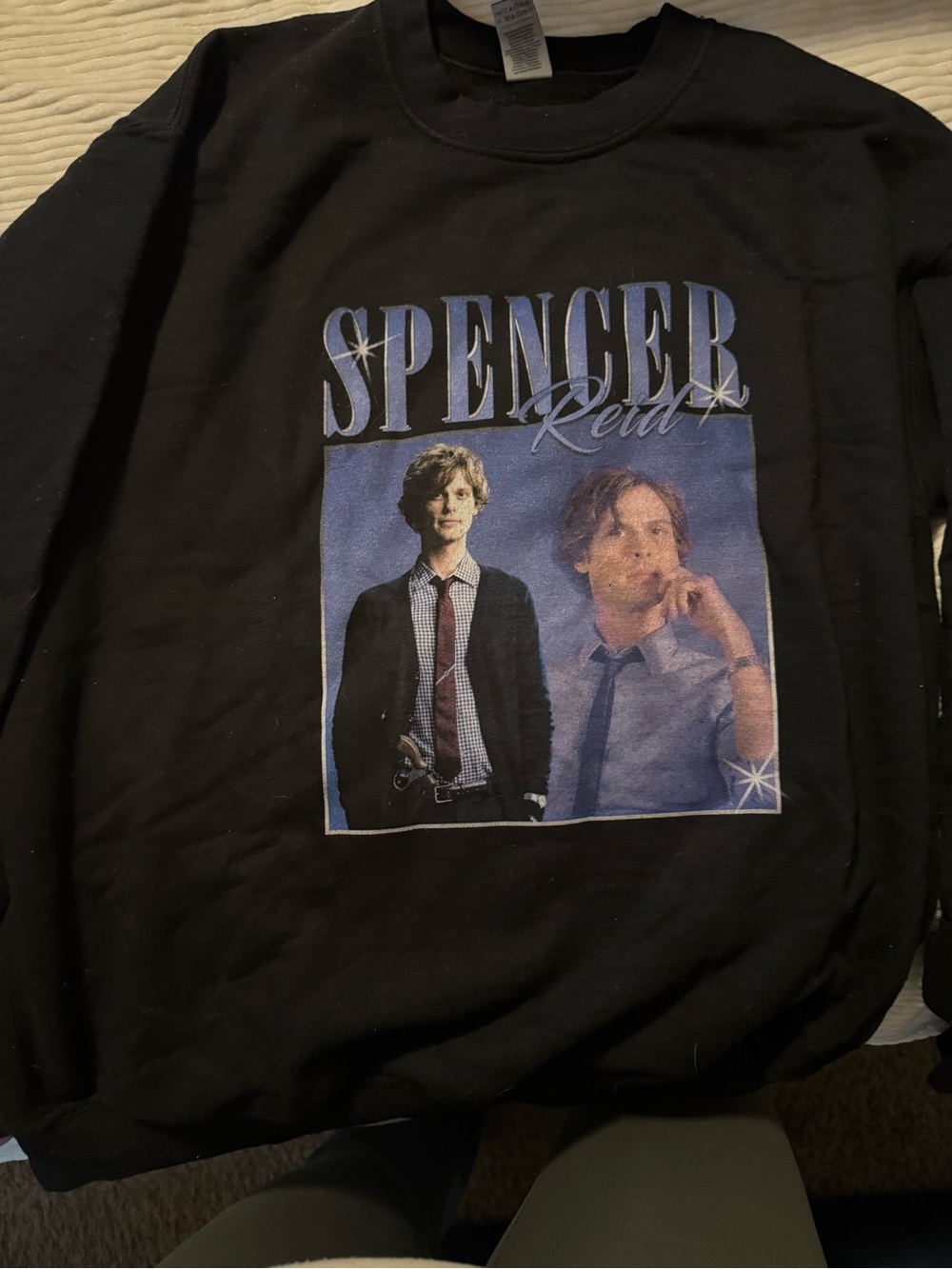 Spencer Reid Graphic Sweatshirt - Black with Blue Print